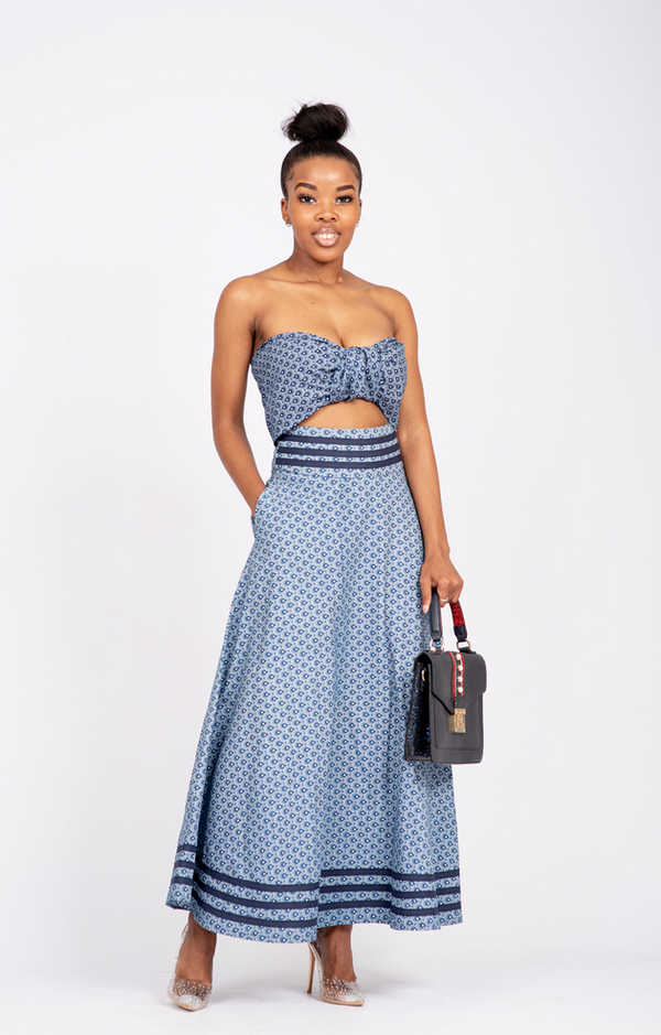 lovelyn-247 Long high waist seshweshwe skirt - Image 1